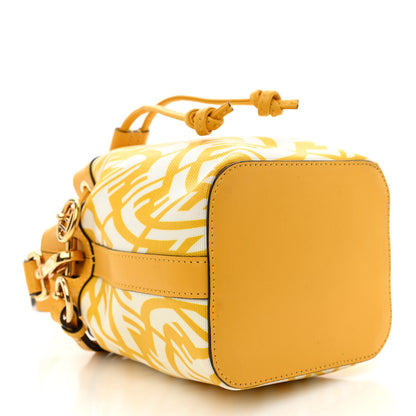 Fendi X SARAH COLEMAN Glazed Canvas Vitello King F is Fendi FF Vertigo Mini Mon Tresor Bucket Bag Mimosa White 4 of 8