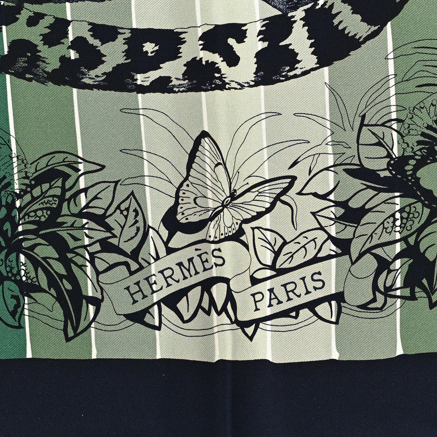 Silk Carre Jungle Love Rainbow Scarf 90 Marine Vert Petrole