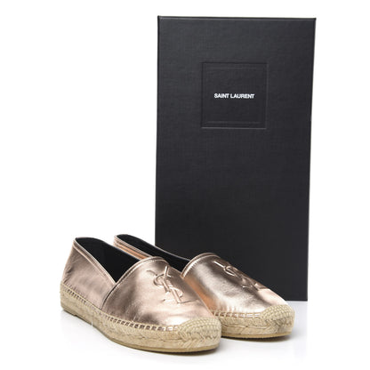 Saint Laurent Metallic Lambskin Monogram Espadrilles 36.5 Blush 9 of 9