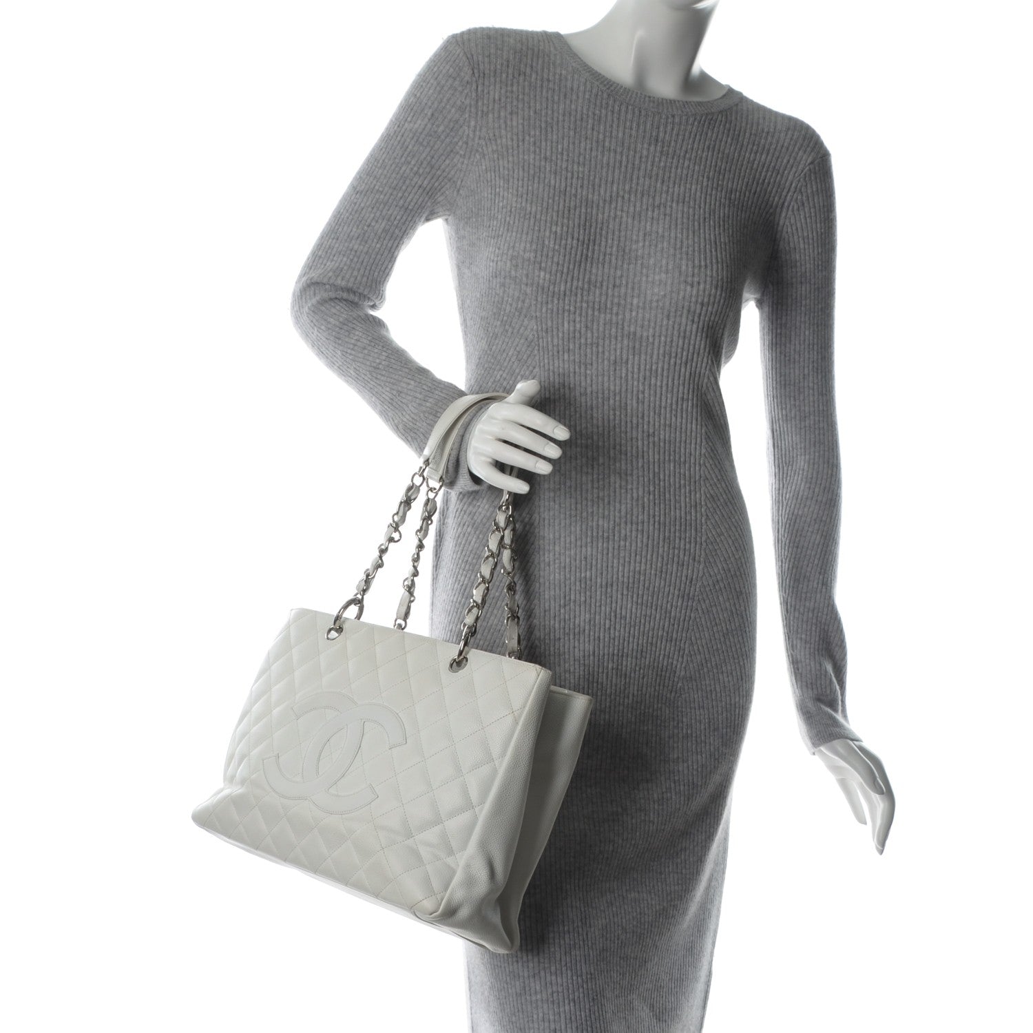 Chanel Caviar Quilted Grand Shopping Tote GST White 2 of 8