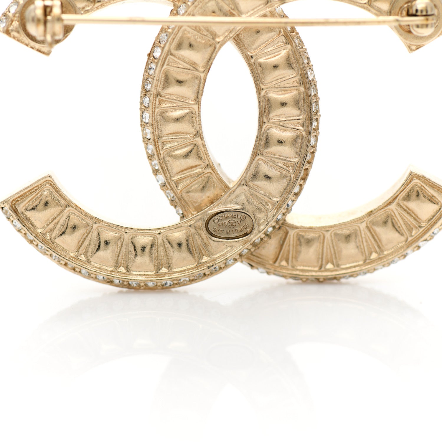 Chanel Baguette Crystal CC Brooch Gold 4 of 5