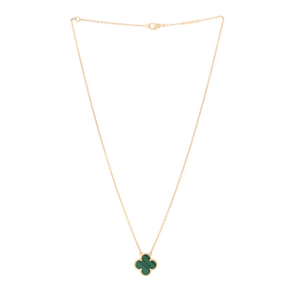 Van Cleef & Arpels 18K Yellow Gold Malachite Vintage Alhambra Pendant Necklace 2 of 5
