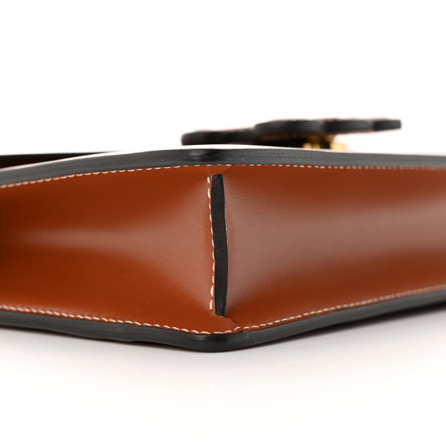 Shiny Calfskin Cuir Triomphe Wallet on Chain Tan