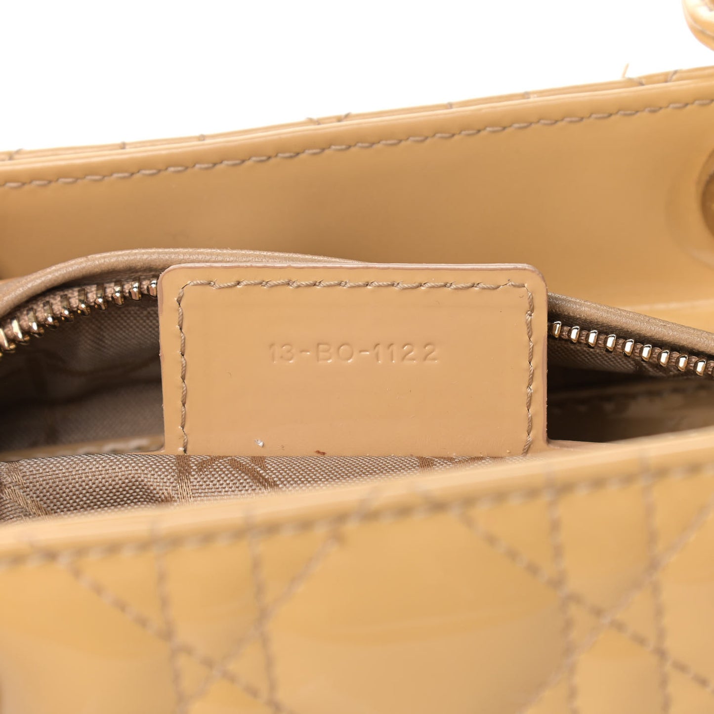 Patent Cannage Medium Lady Dior Beige