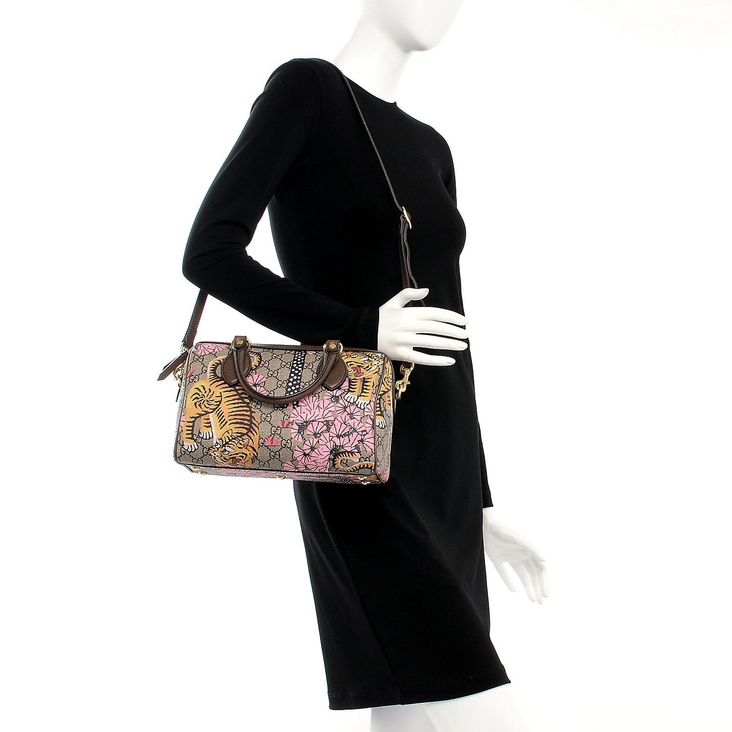 Gucci GG Supreme Monogram Bengal Small Boston Beige Pink 2 of 8