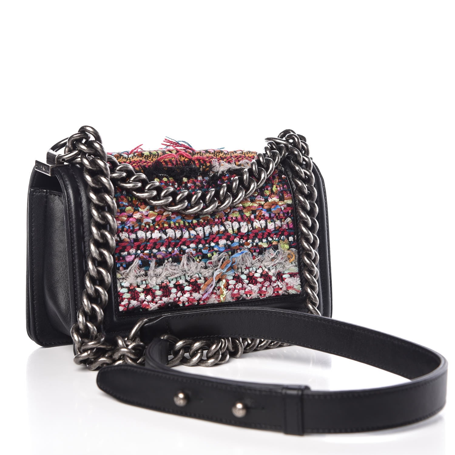 Chanel Tweed Lambskin Small Boy Flap Black 3 of 9