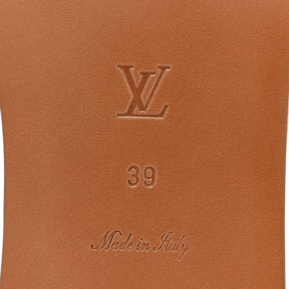 Louis Vuitton Canvas Calfskin Lock It Flat Mules 39 6 of 8