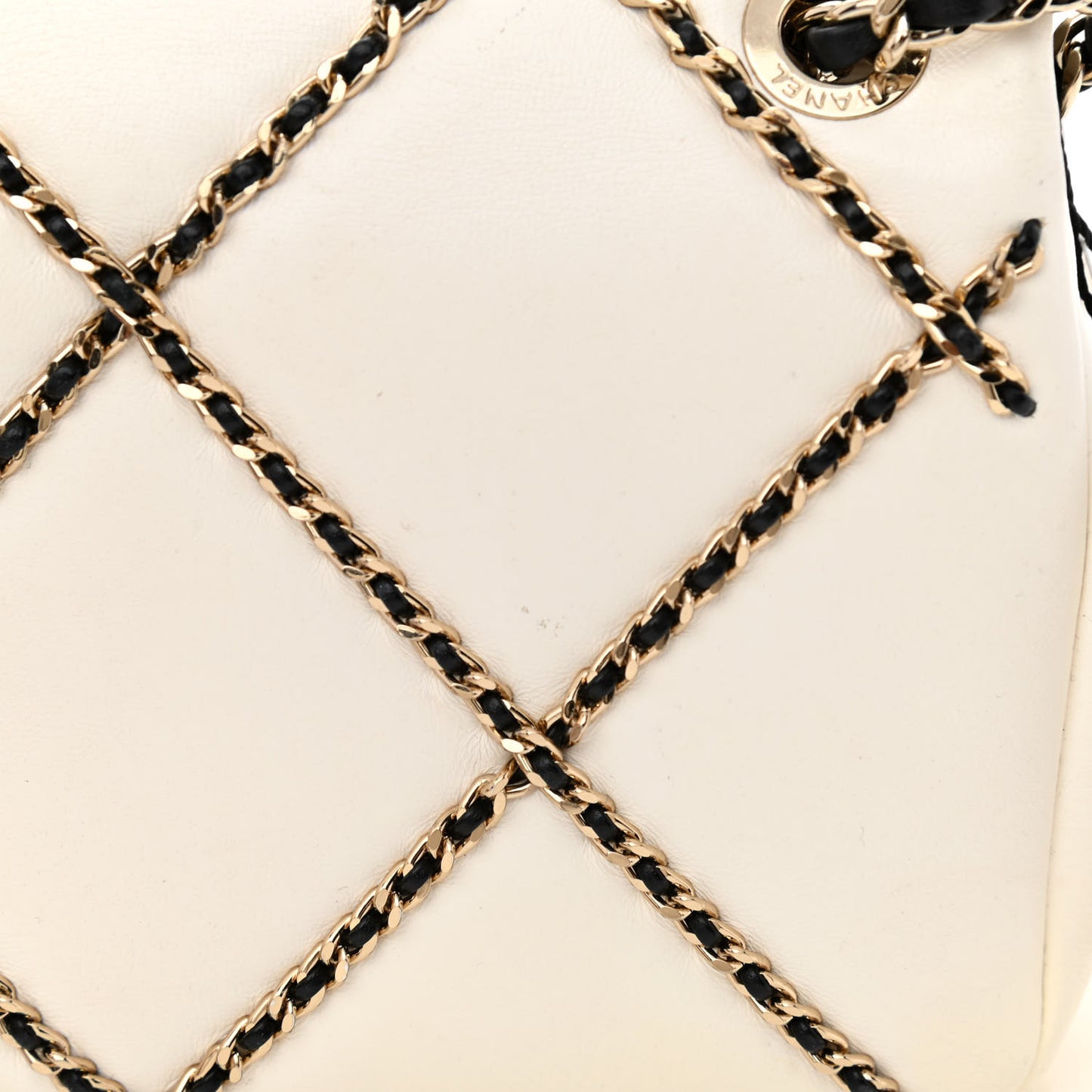 Lambskin Small Entwined Chain Flap White