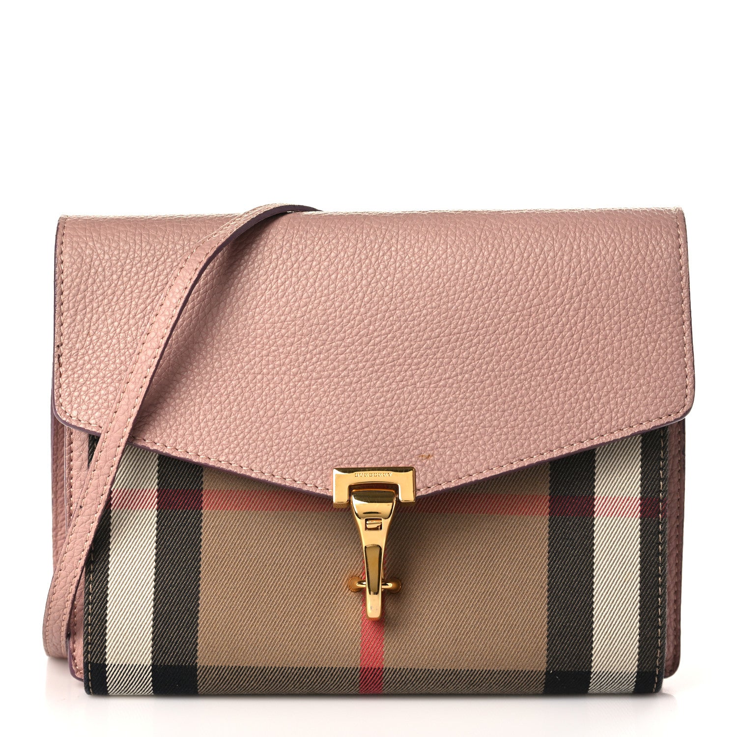 Burberry Derby Calfskin House Check Small Macken Crossbody Bag Pale Orchid 1 of 9