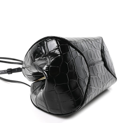 Chanel Calfskin Crocodile Embossed Pretty CC Clutch With Strap Black 9 of 10