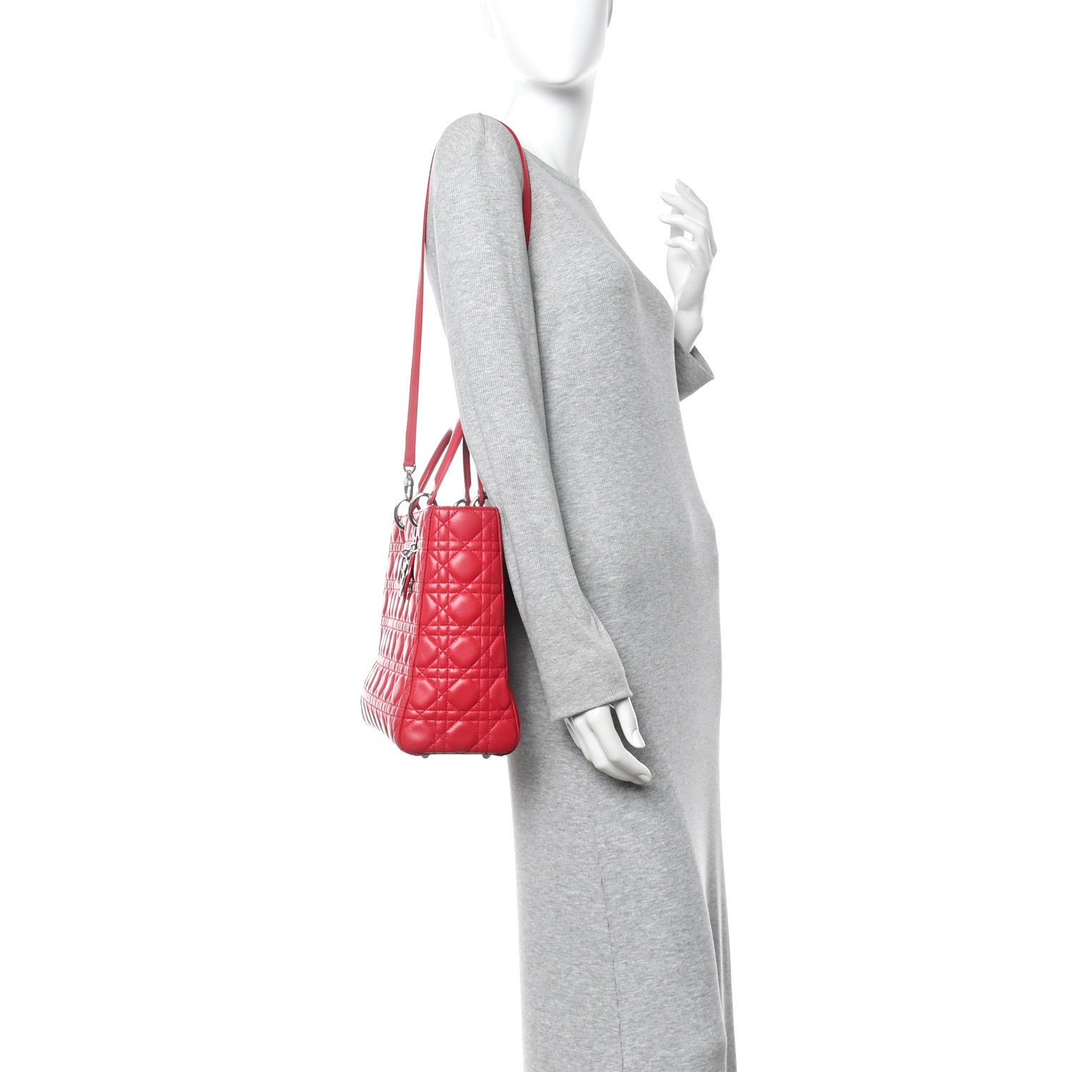 Christian Dior Lambskin Cannage Large Lady Dior Fuchsia 2 of 10