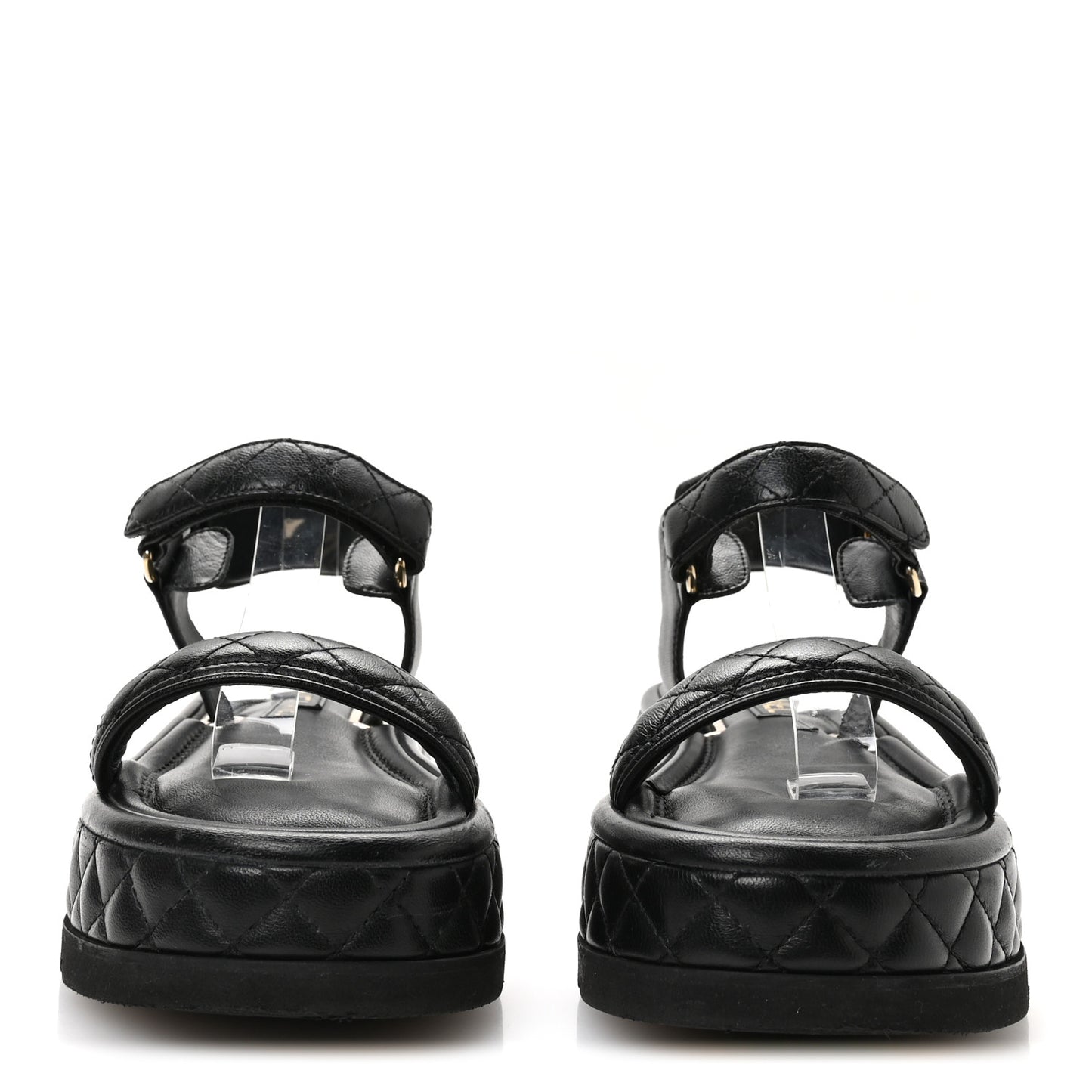 Lambskin Quilted Platform Sandals 38 Black