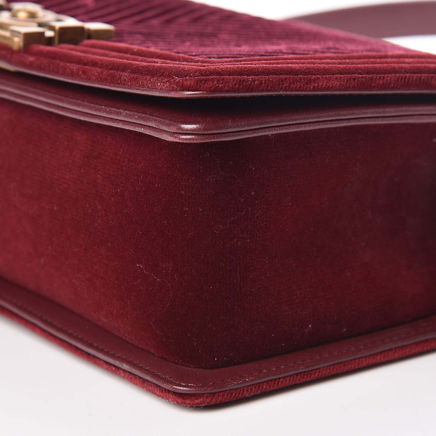 Chanel Velvet Chevron Quilted Medium Boy Flap Burgundy 12 of 12