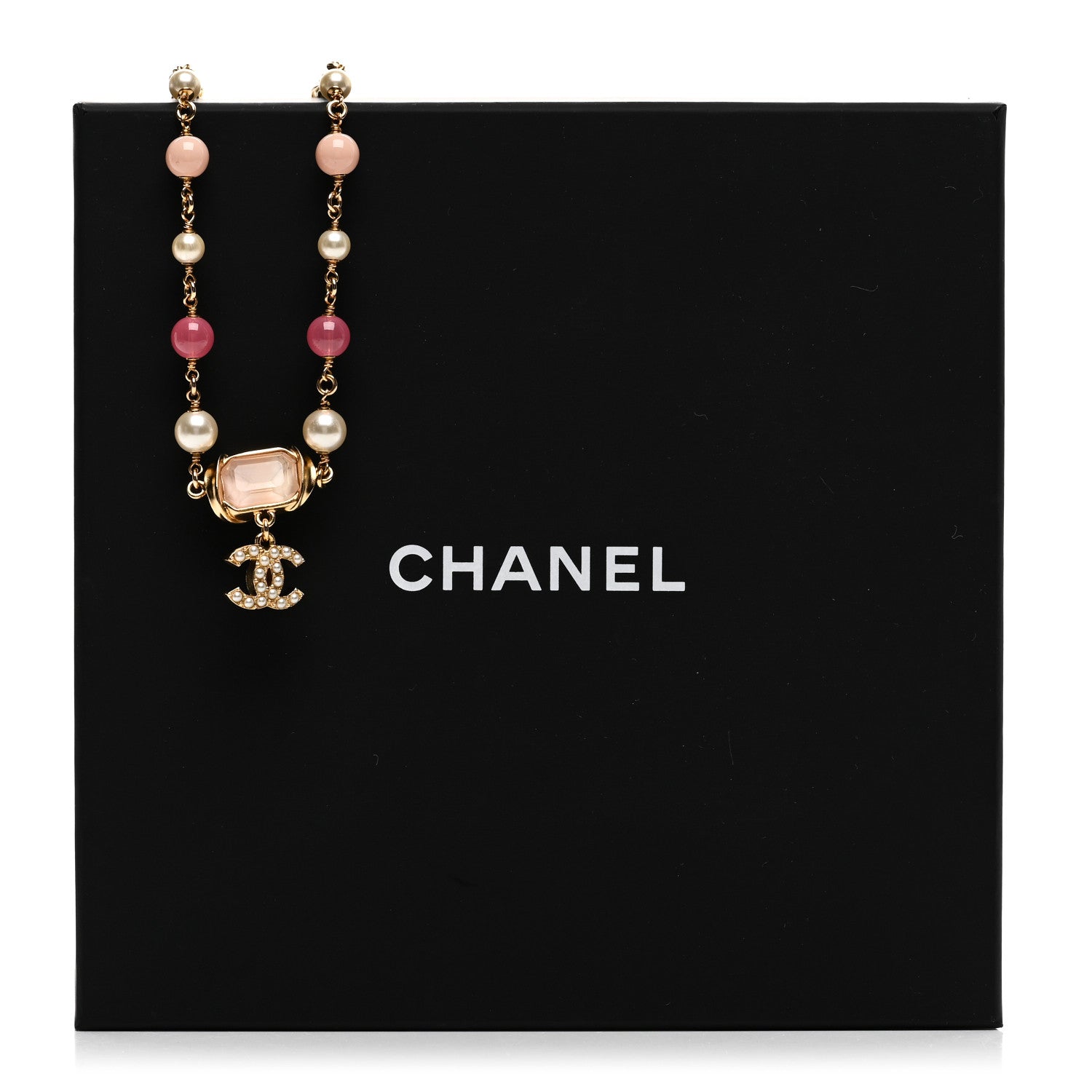 Chanel Crystal Pearl Bead CC Choker Gold Pink 6 of 6