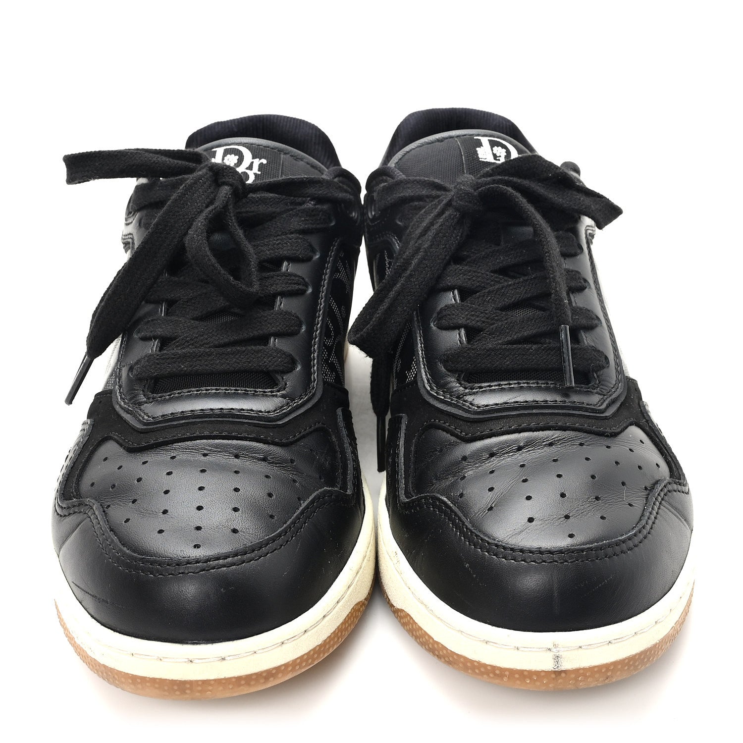 Christian Dior Smooth Calfskin Oblique Perforated Mens B27 Low Top Sneakers 39 Black Grey 3 of 10