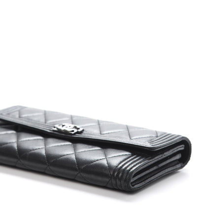 Chanel Lambskin Quilted Boy Flap Wallet Black 7 of 14