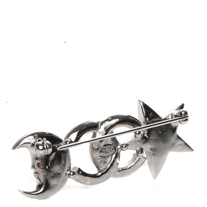 Chanel Crystal Star Moon CC Brooch Silver 3 of 5