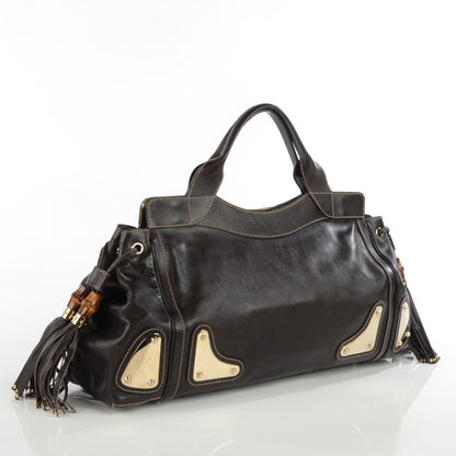 Gucci Calfskin Medium Race Bamboo Top Handle Bag Brown 3 of 7