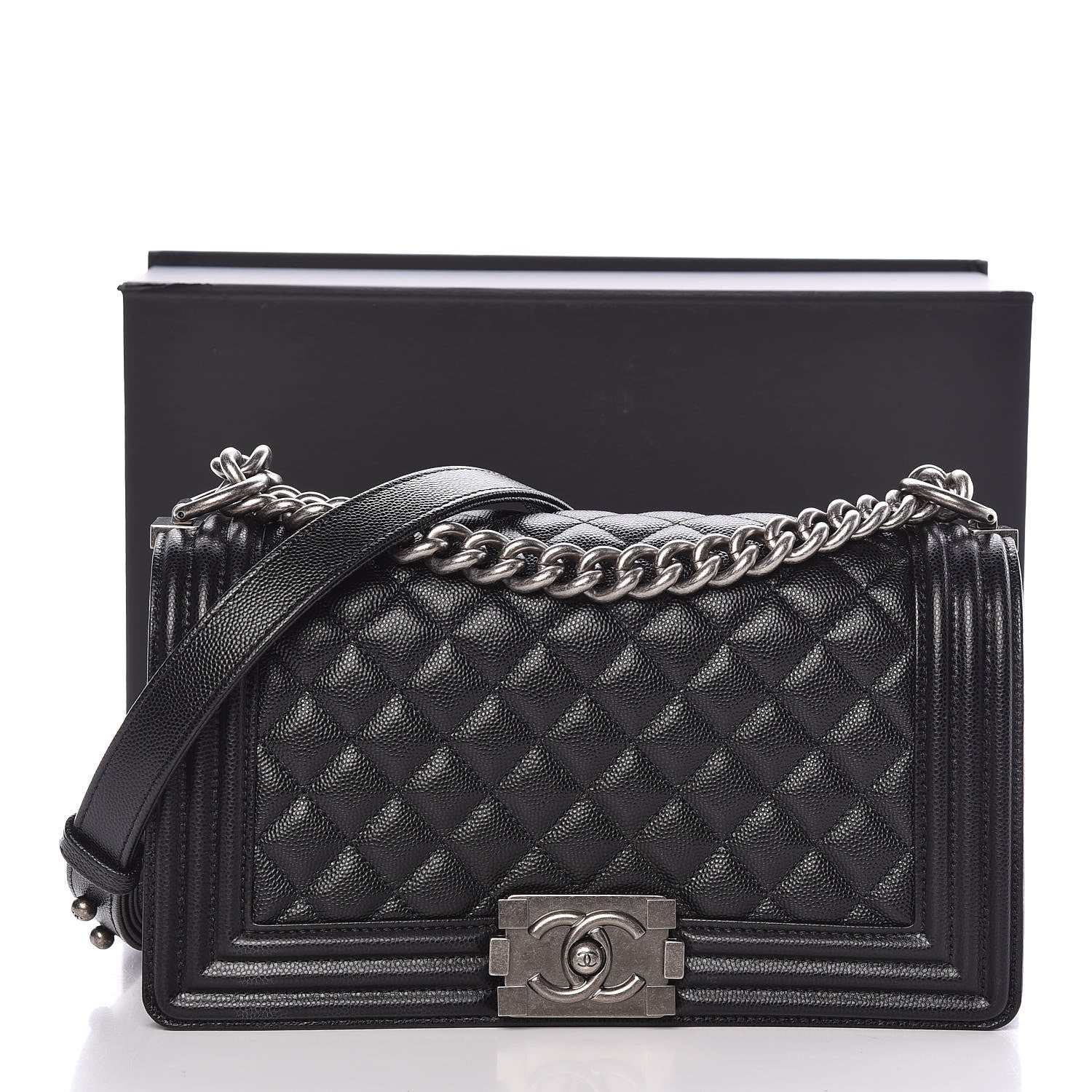 Chanel Caviar Quilted Medium Boy Flap Black 12 of 12