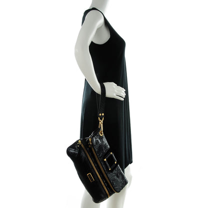 Jimmy Choo Snakeskin Marin Foldover Clutch Black 2 of 6