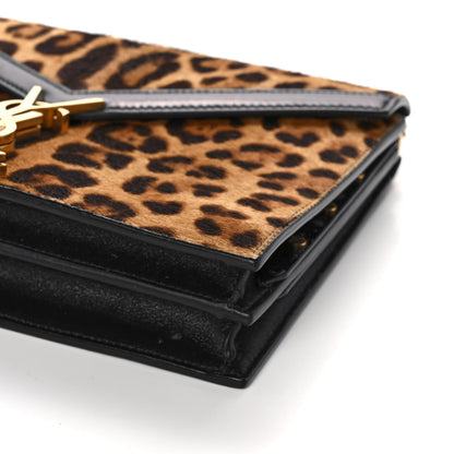 Saint Laurent Pony Hair Leopard Print Monogram Cassandra Clasp Bag Black 10 of 12