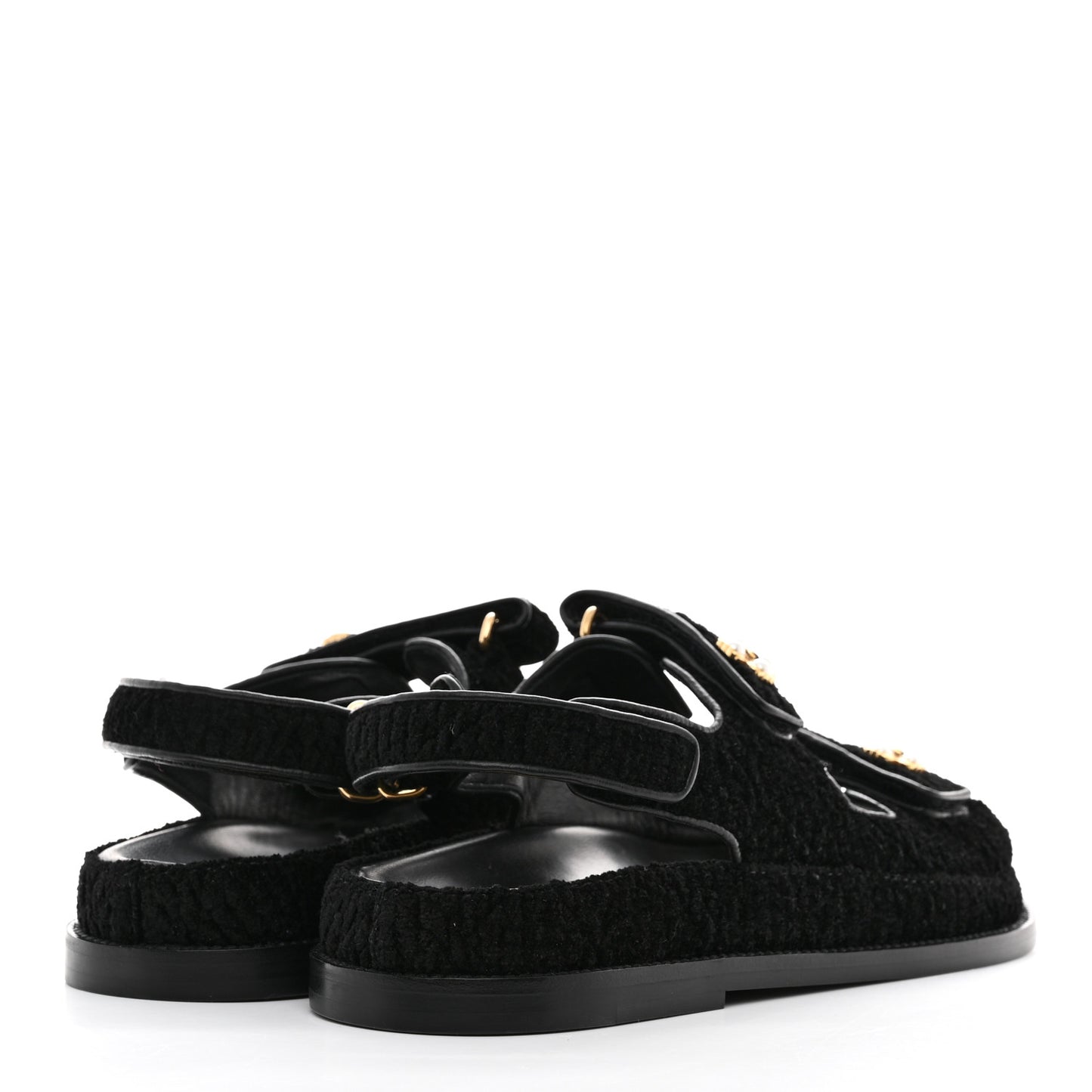 Tweed Velcro Dad Sandals 40 Black