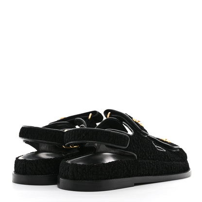 Chanel Tweed Velcro Dad Sandals 40 Black 4 of 9