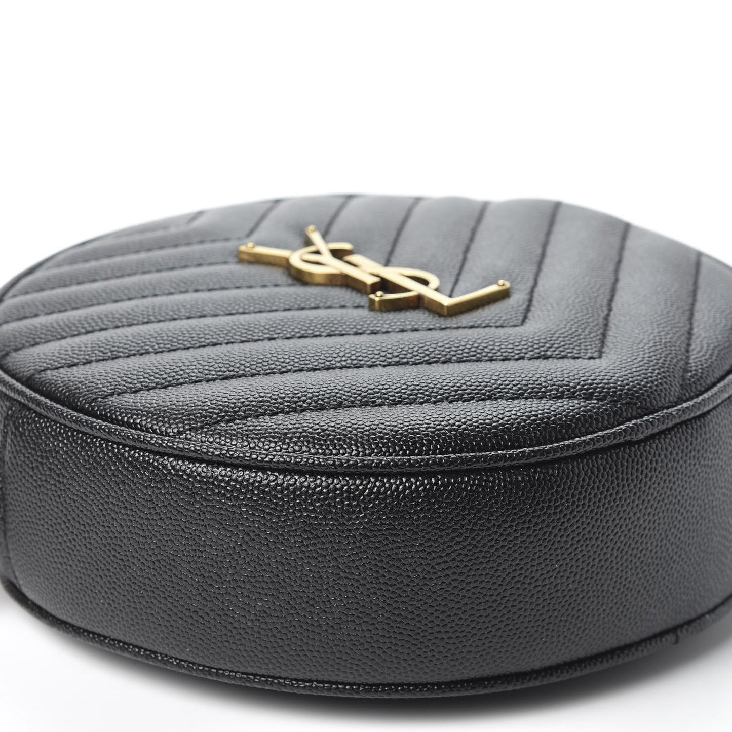 Grain De Poudre Matelasse Chevron Quilted Round Vinyle Camera Bag Black