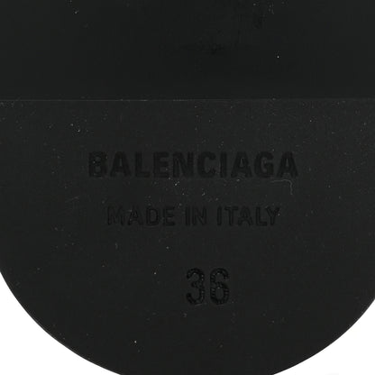 Balenciaga Shiny Sheepskin Oval BB Mule Sandals 36 Black 7 of 9