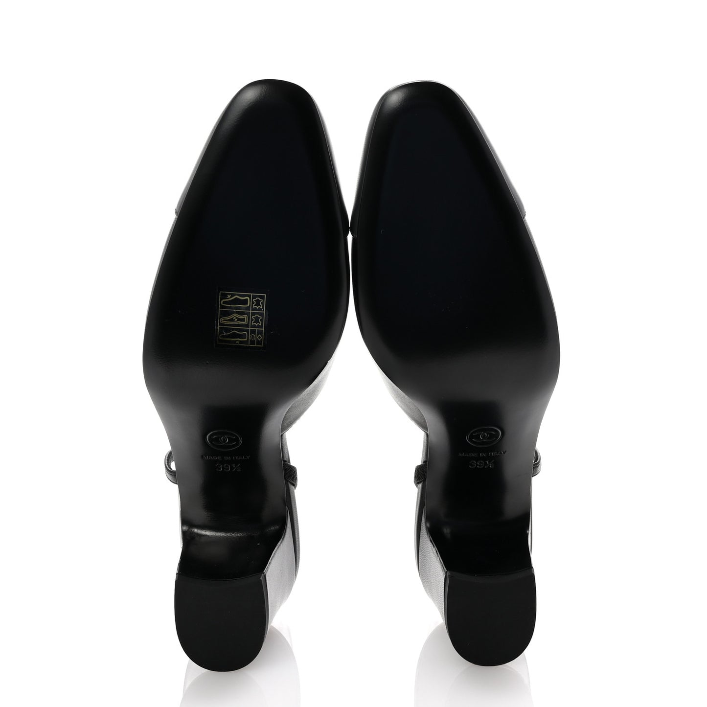 Lambskin Cap Toe CC Slingback Sandals 39.5 Black Grey