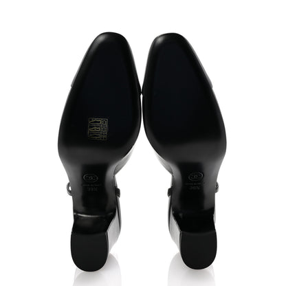 Chanel Lambskin Cap Toe CC Slingback Sandals 39.5 Black Grey 6 of 9