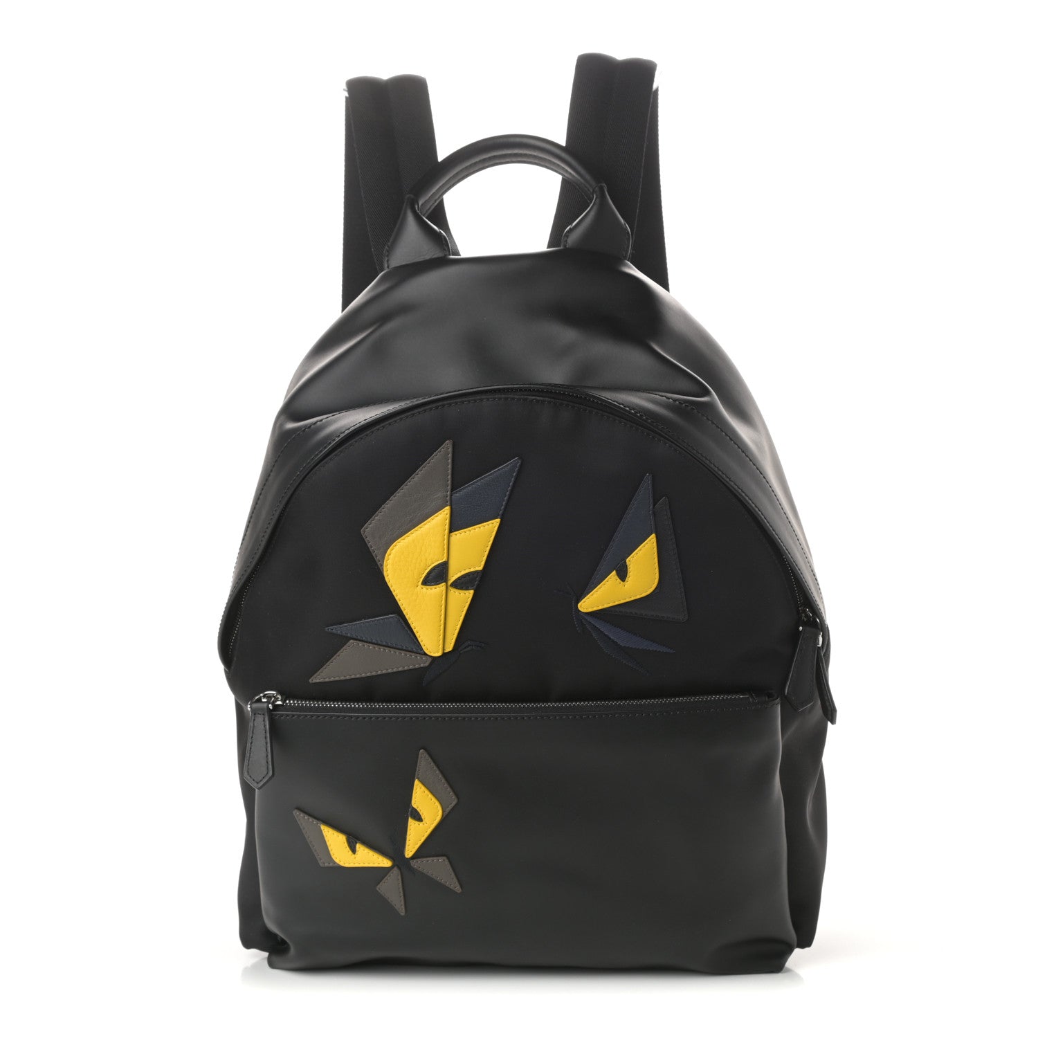 Fendi Nylon Calfskin Monster Butterfleye Backpack Black Carbone Multicolor 1 of 9