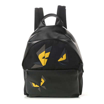 Fendi Nylon Calfskin Monster Butterfleye Backpack Black Carbone Multicolor 1 of 9