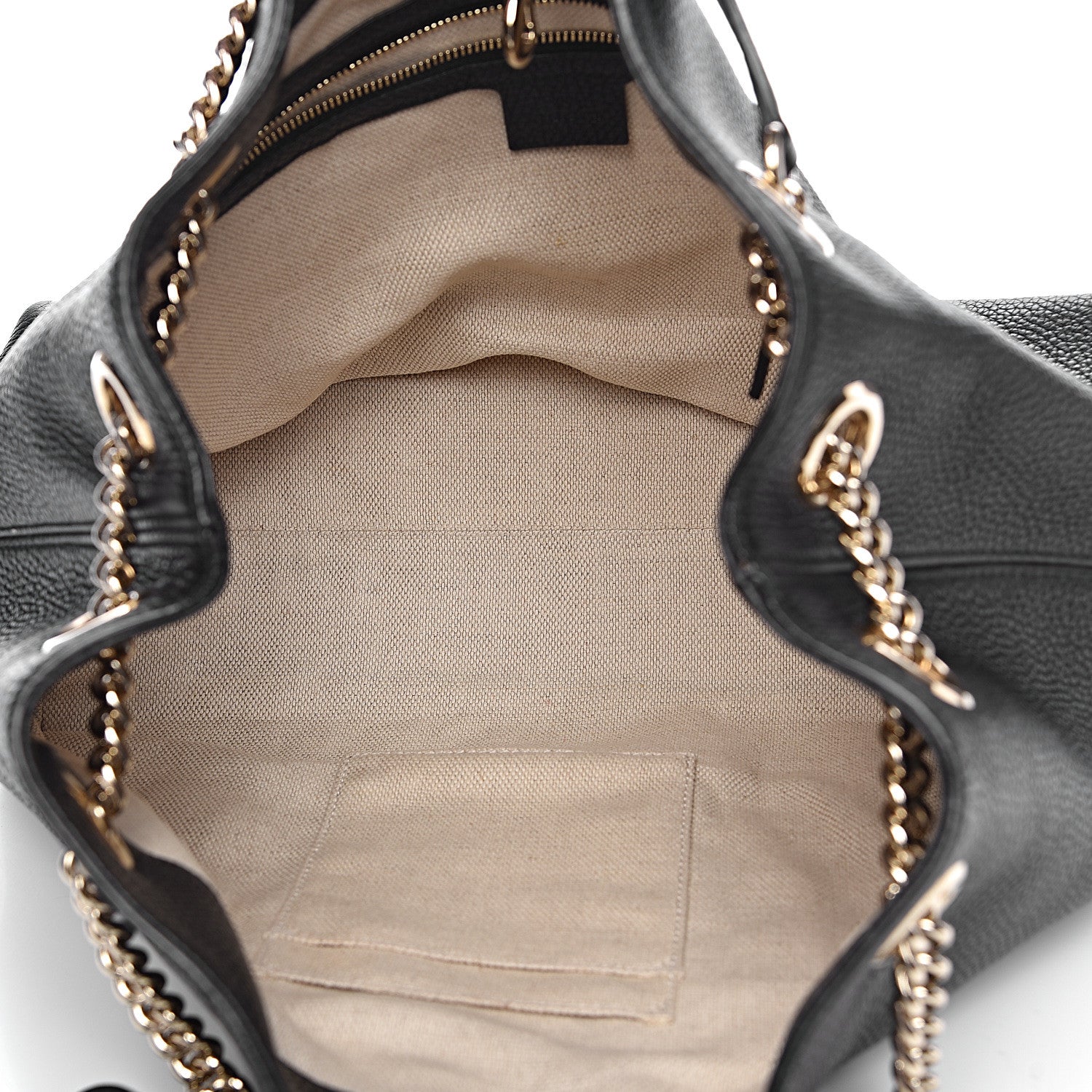 Gucci Pebbled Calfskin Medium Soho Chain Shoulder Bag Black 5 of 12