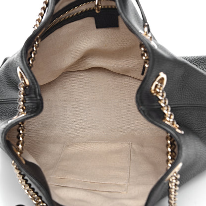 Gucci Pebbled Calfskin Medium Soho Chain Shoulder Bag Black 5 of 12