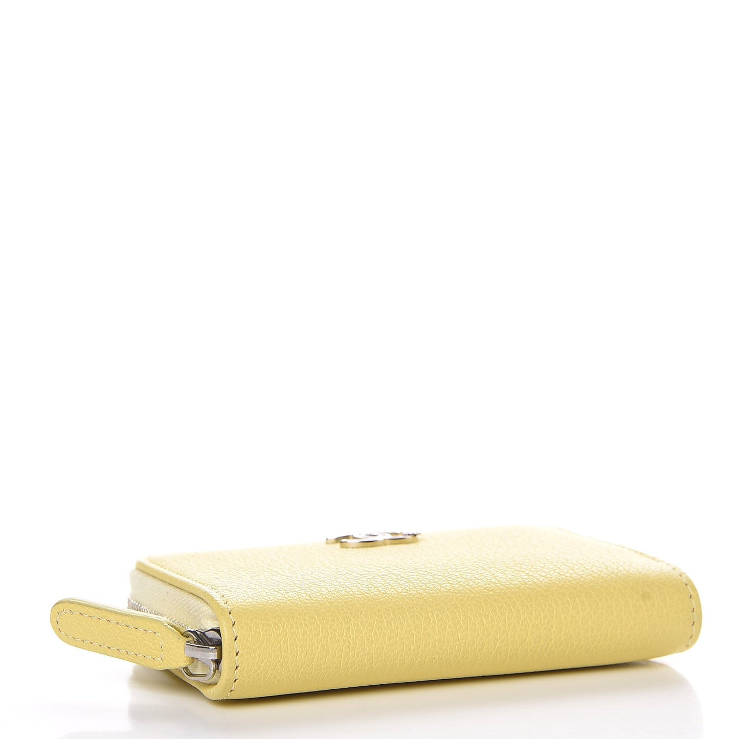 Goatskin CC Clover Zip Coin Purse Yellow