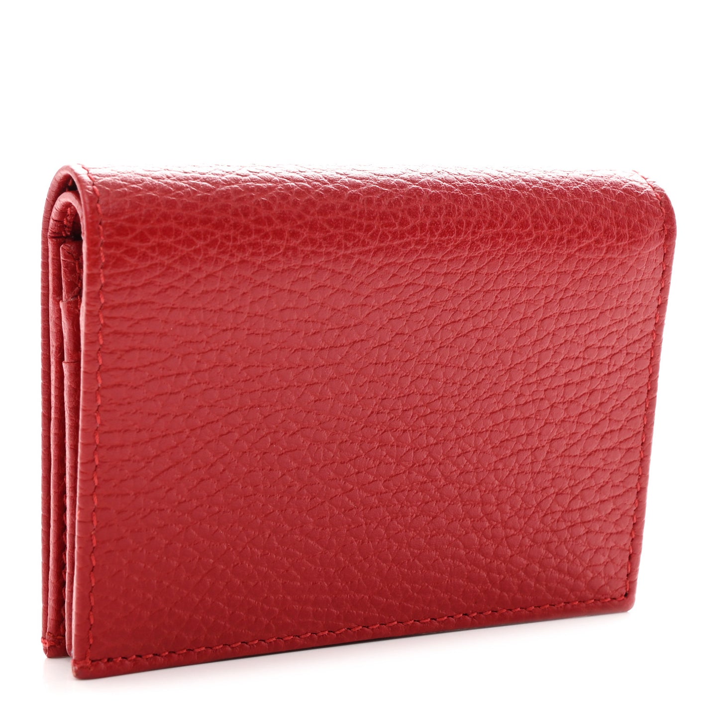 Pebbled Calfskin GG Marmont Card Case Hibiscus Red