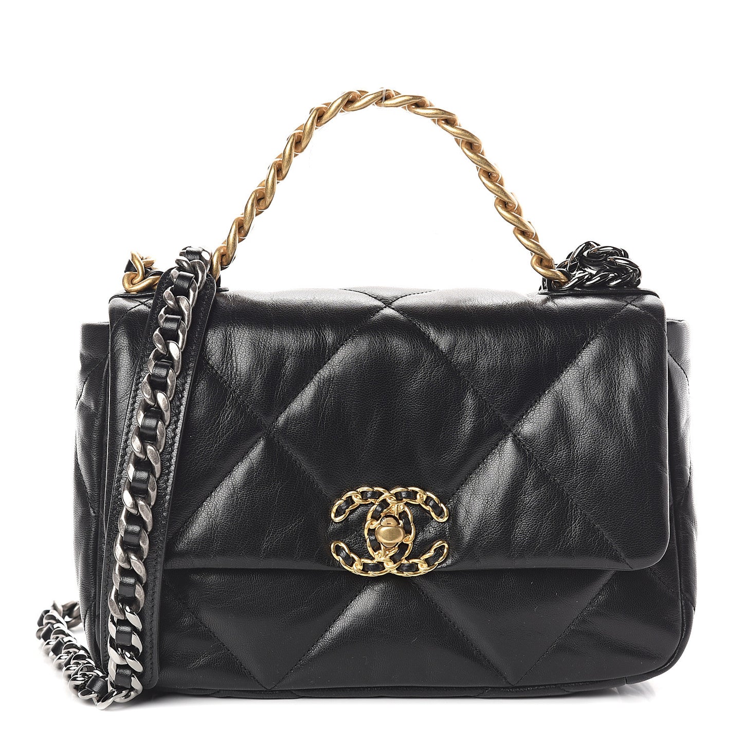 Lambskin Quilted Medium 19 Flap Black