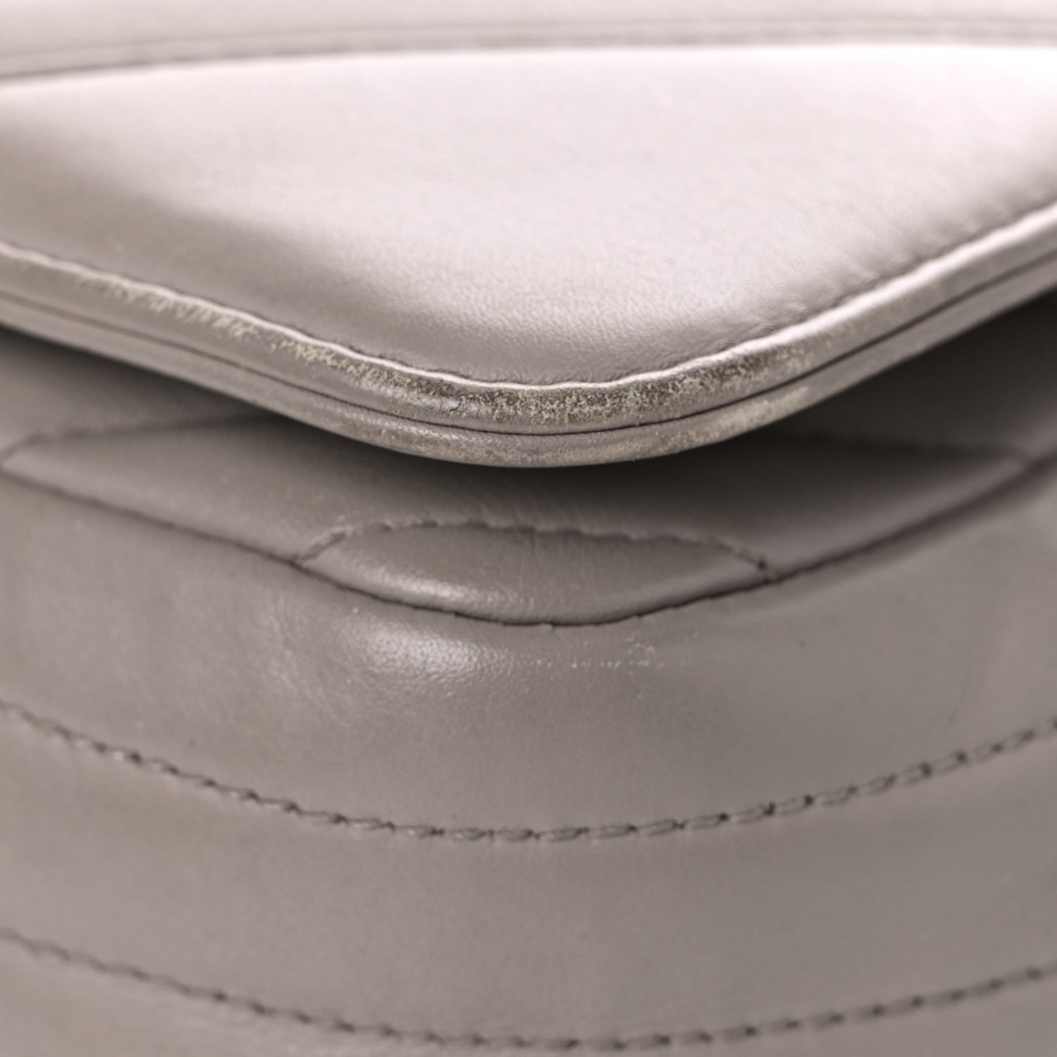 Chanel Calfskin Chevron Quilted Large Statement Flap Grey 9 of 21