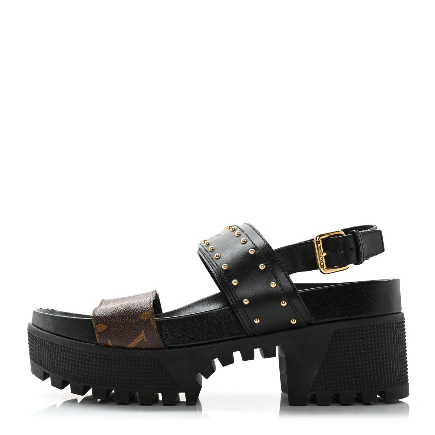 Calfskin Monogram Laureate Platform Sandals 37 Black