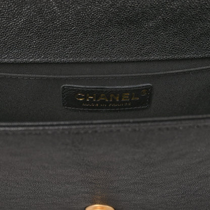 Chanel Caviar Chevron Quilted Medium Boy Flap Black 6 of 10