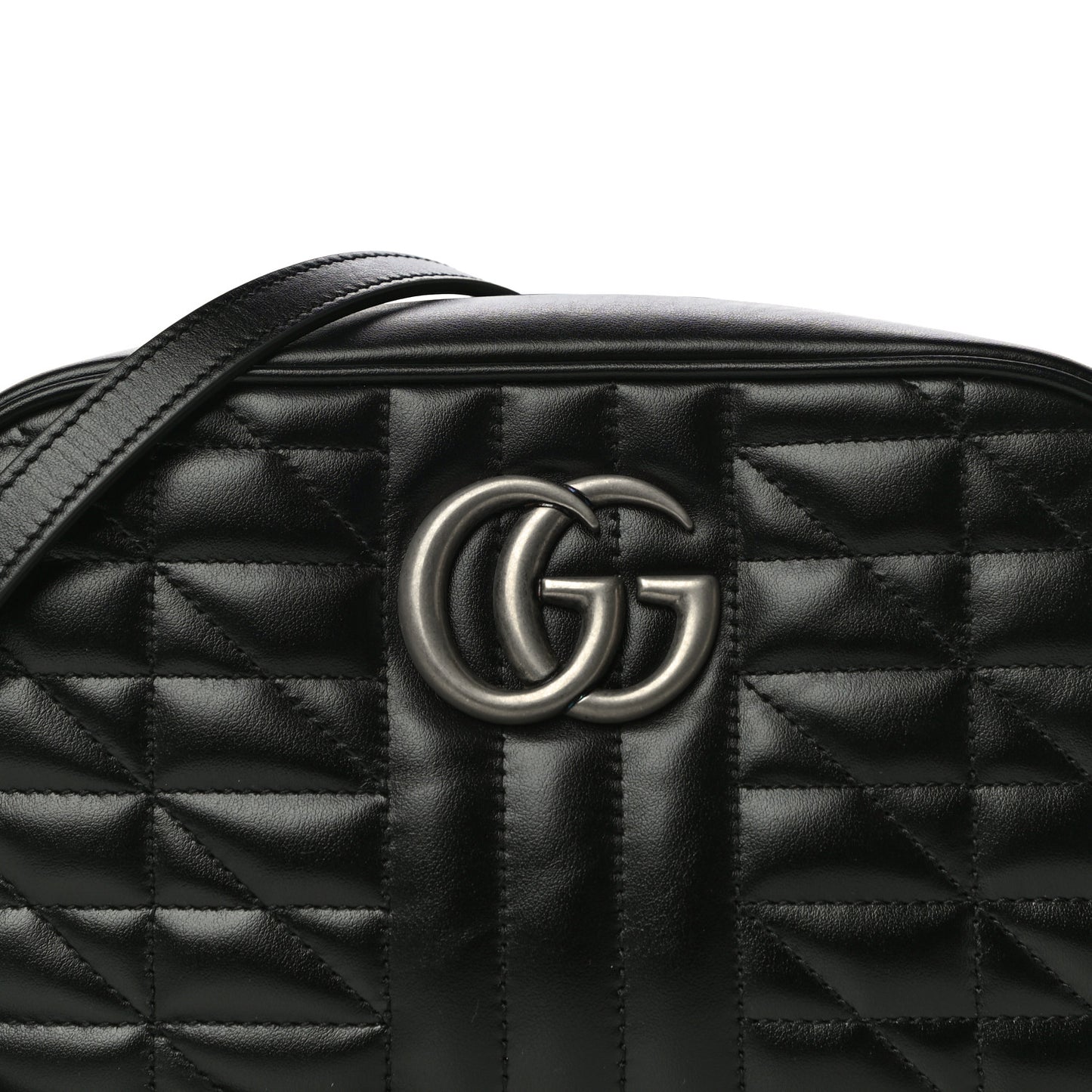 Calfskin Matelasse Aria Small GG Marmont Chain Shoulder Bag Black