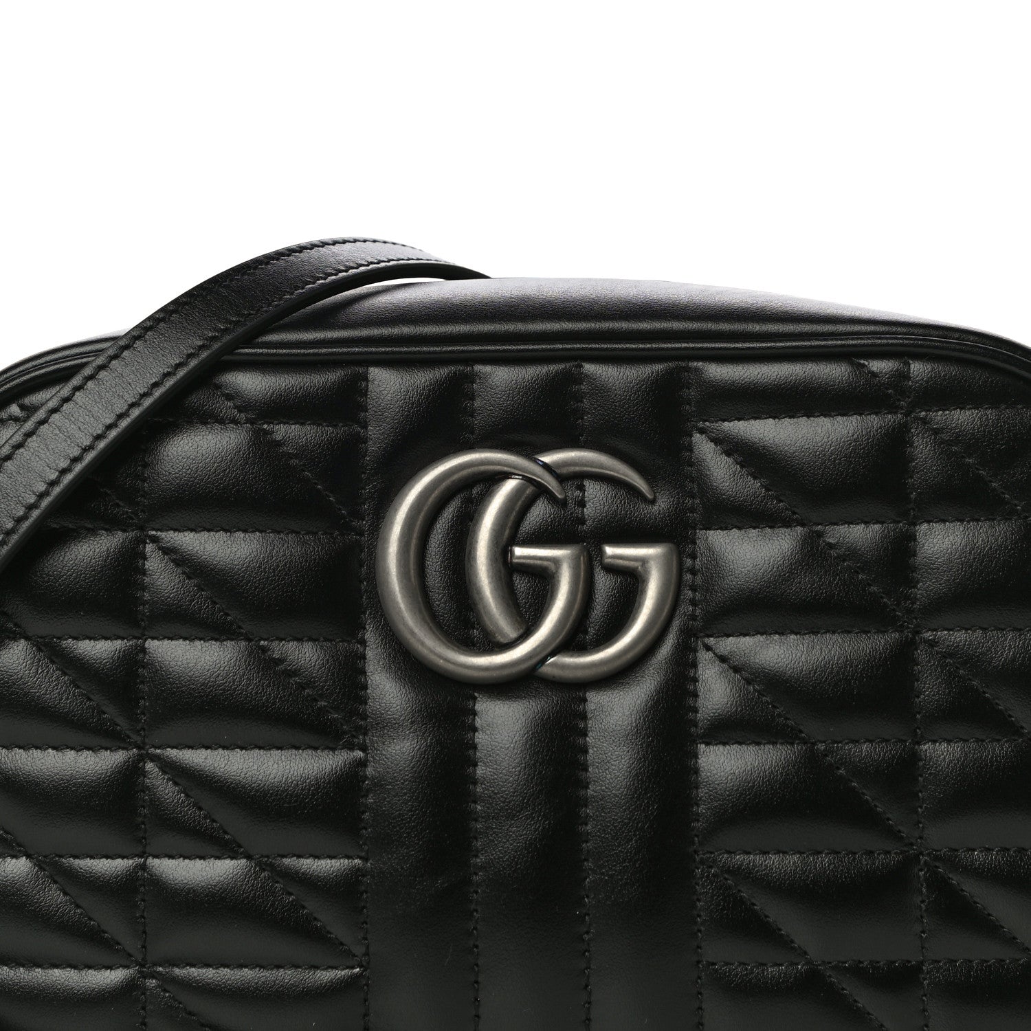 Gucci Calfskin Matelasse Aria Small GG Marmont Chain Shoulder Bag Black 9 of 13