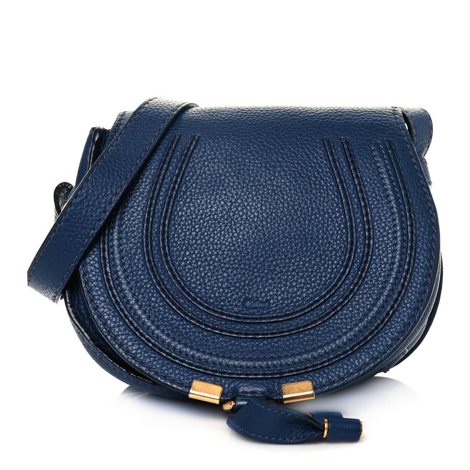 Chloe Calfskin Mini Marcie Round Crossbody Bag Royal Navy 1 of 10