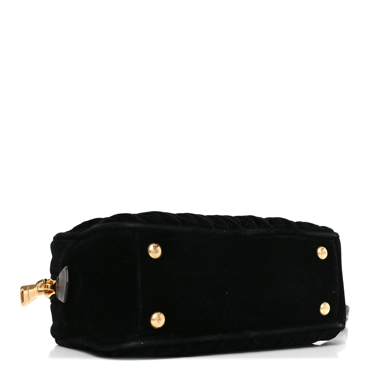 Velvet Matelasse Regular Arcadie Top Handle Bag Black
