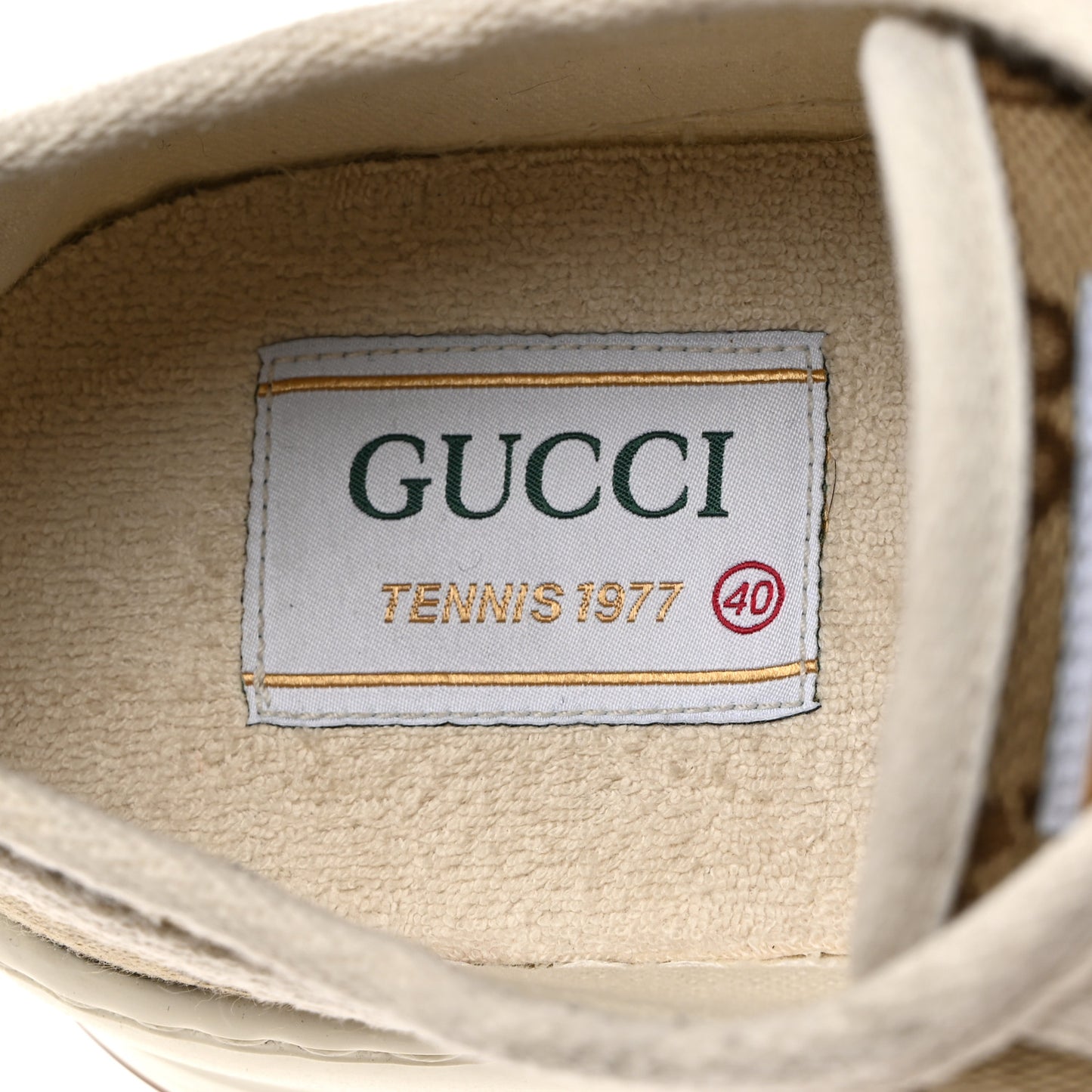 GG Monogram Womens 1977 Tennis Platform 52mm Sneakers 40 Beige Ebony Mystic White