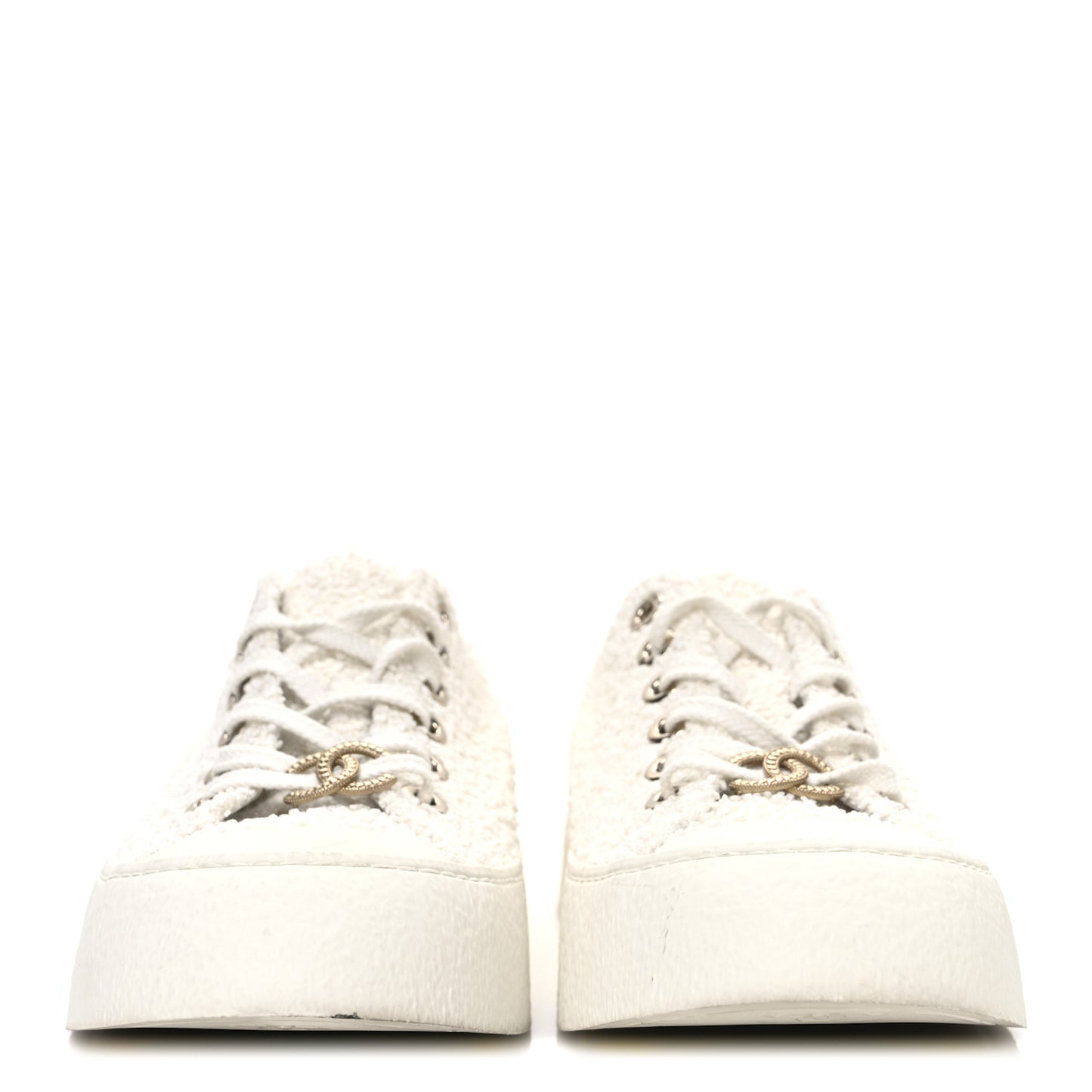 Tweed Womens CC Platform Sneakers 39.5 White