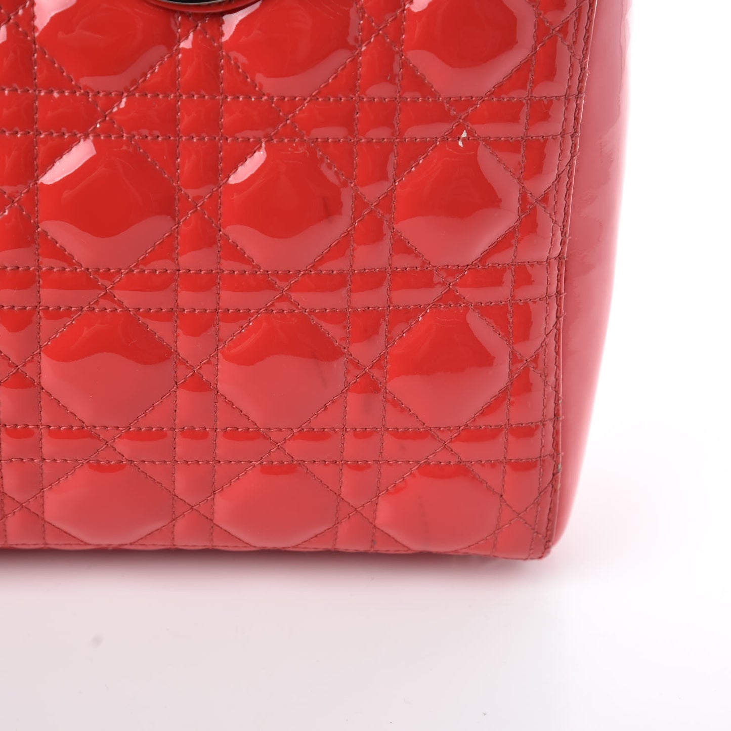 Patent Cannage Large Lady Dior Red