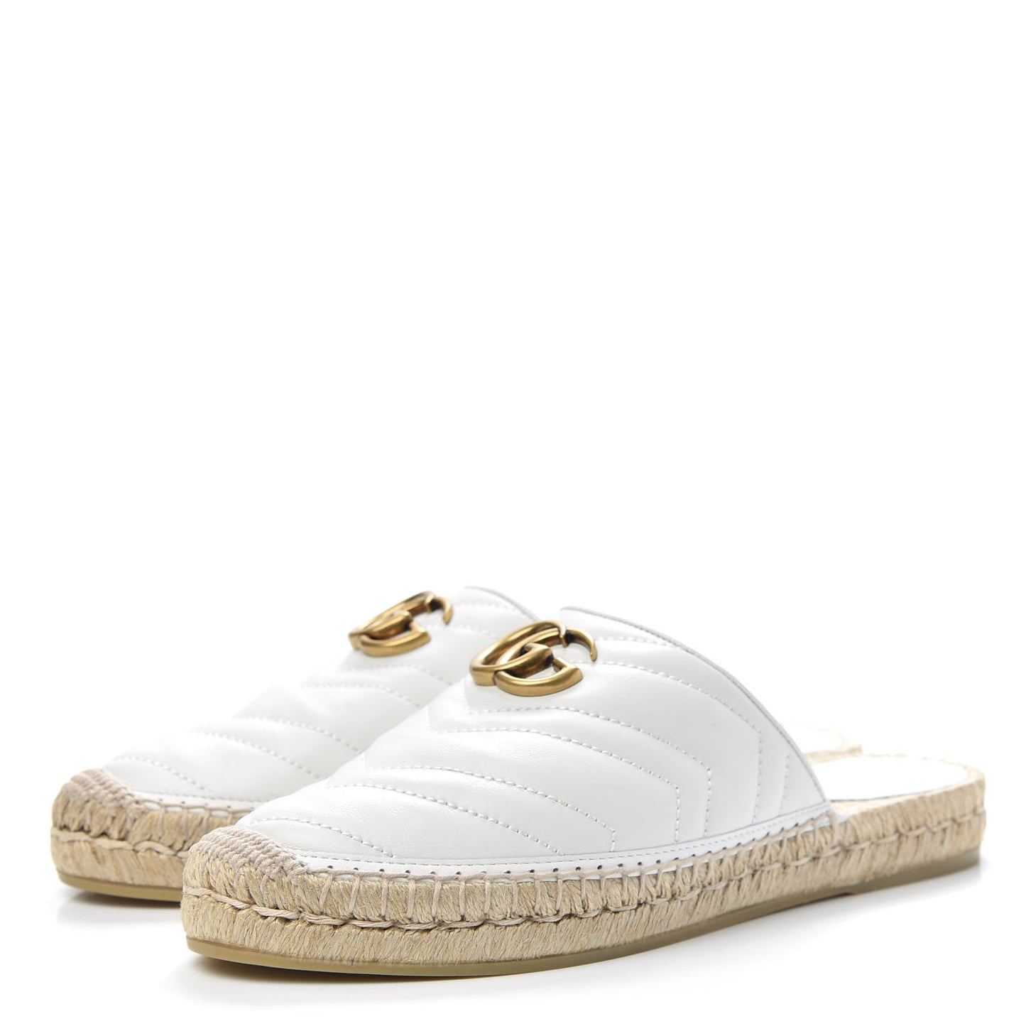 Nappa Matelasse GG Marmont Espadrille Slippers 38 Great White