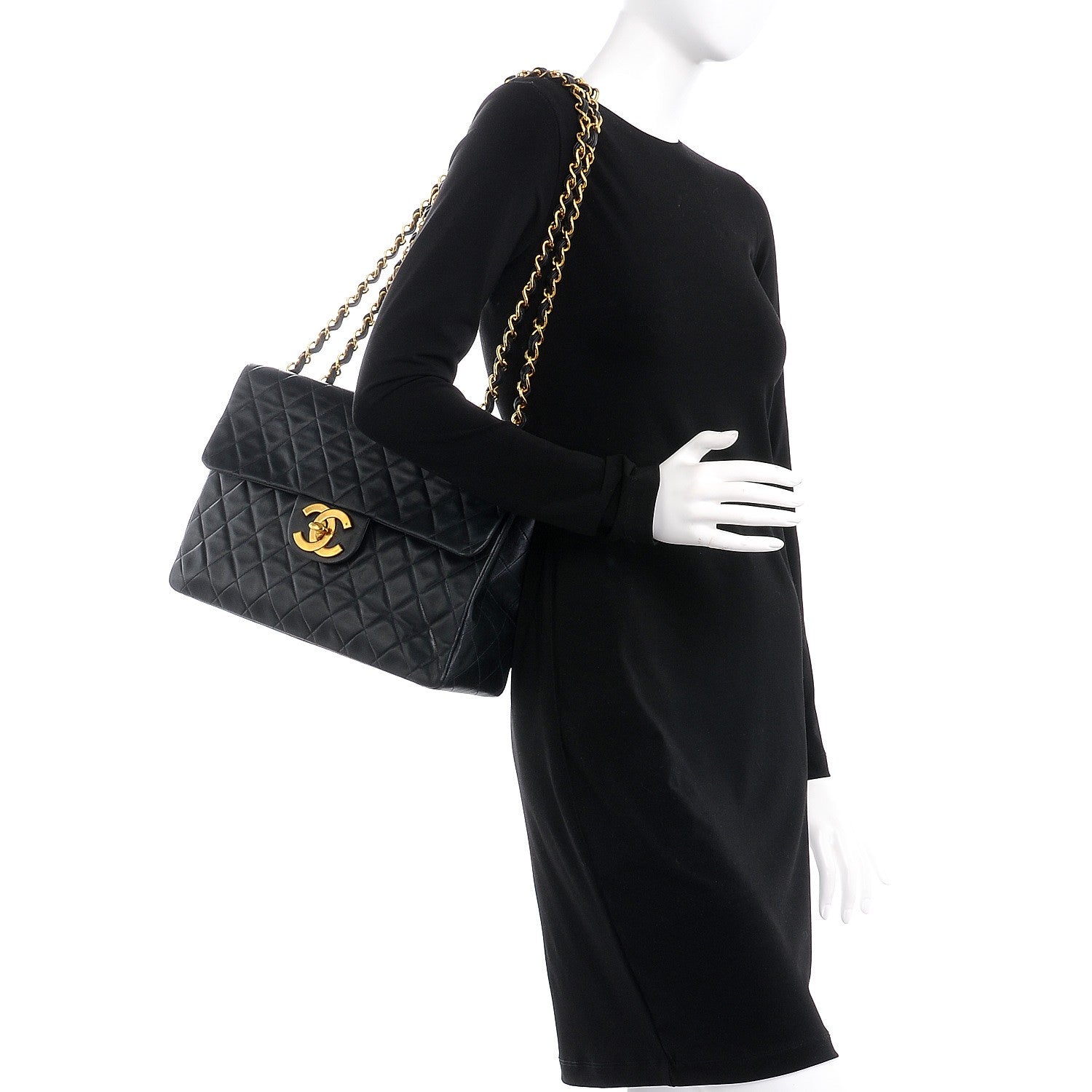 Chanel Lambskin Quilted XL Jumbo Single Flap Black 3 of 11